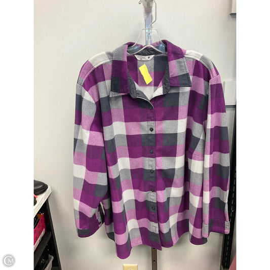 Top Long Sleeve By Riders In Plaid Pattern, Size: 2x