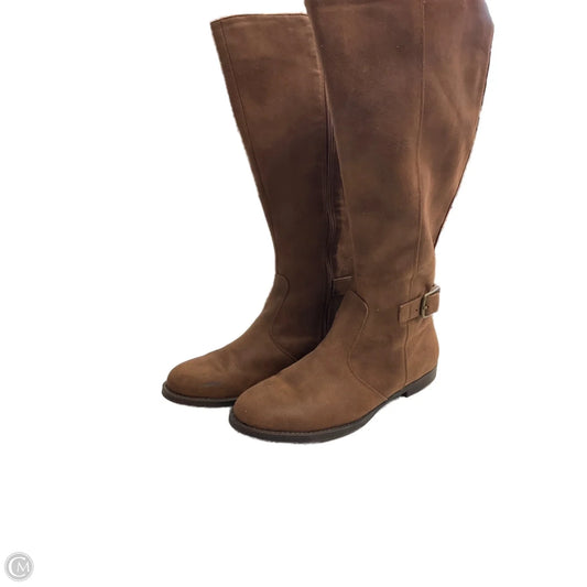 Boots Mid-calf Flats By Clothes Mentor In Brown, Size: 9.5