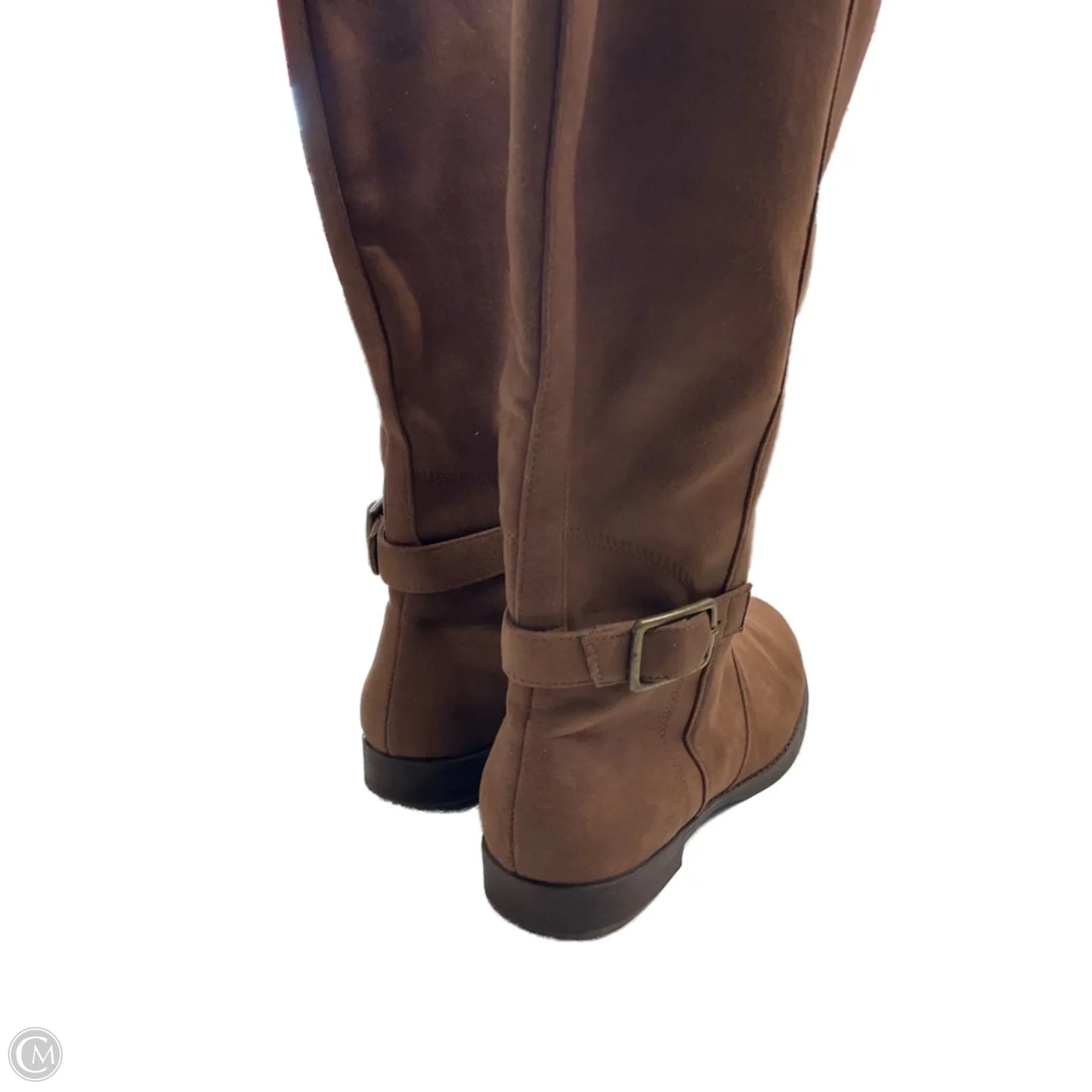 Boots Mid-calf Flats By Clothes Mentor In Brown, Size: 9.5