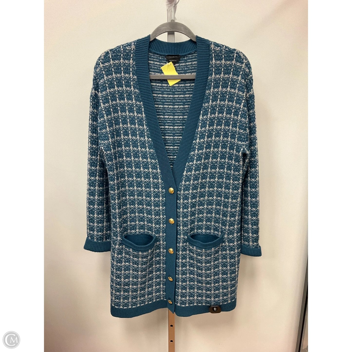 Sweater Cardigan By Talbots In Blue & Grey, Size: S
