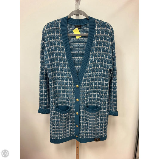 Sweater Cardigan By Talbots In Blue & Grey, Size: S