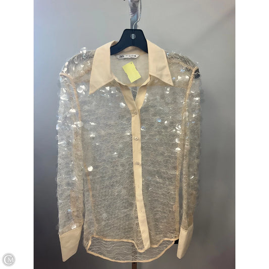Top Long Sleeve By Zara In Cream, Size: S