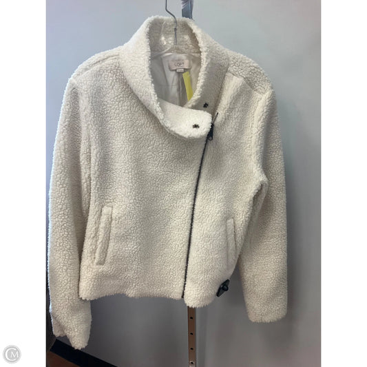 Jacket Faux Fur & Sherpa By Loft In Cream, Size: M