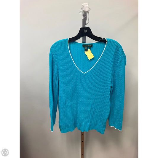 Sweater By Lauren By Ralph Lauren In Aqua, Size: M