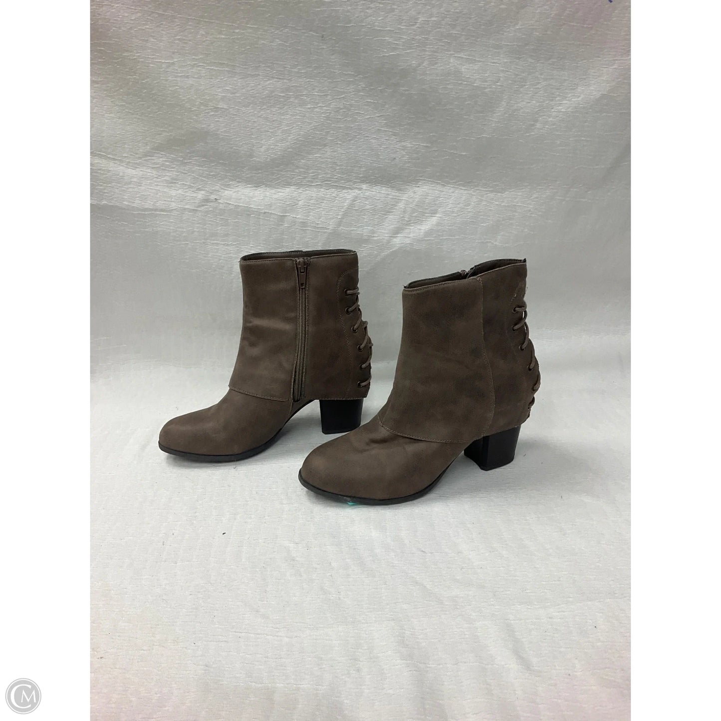 Boots Ankle Heels By Fergalicious In Taupe, Size: 9.5