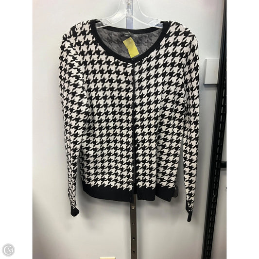 Sweater Cardigan By Ann Taylor In Black & White, Size: L