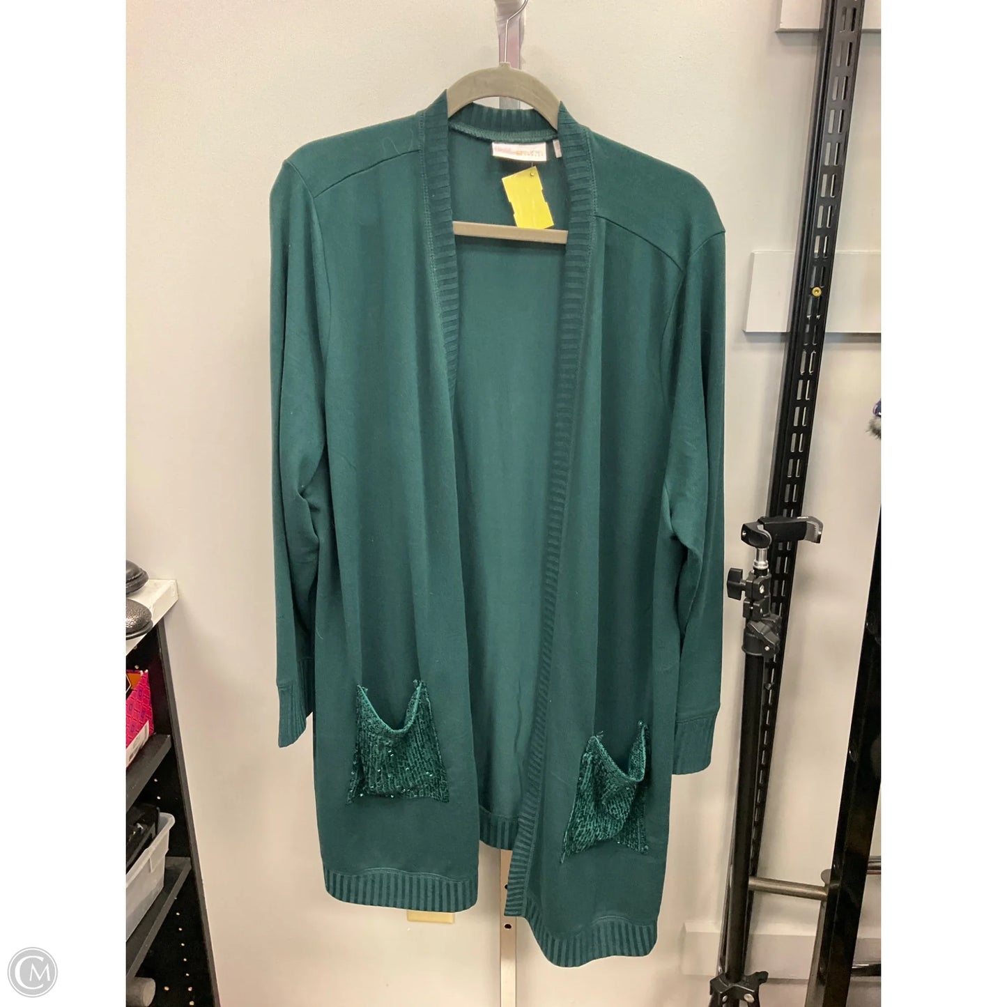 Sweater Cardigan By Belle By Kim Gravel In Green, Size: 2x