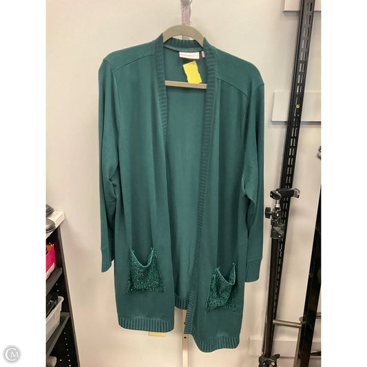 Sweater Cardigan By Belle By Kim Gravel In Green, Size: 2x