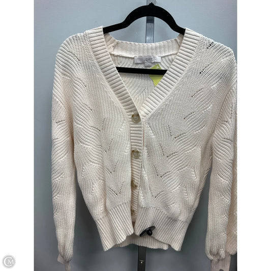 Sweater Cardigan By Loft In Cream, Size: M