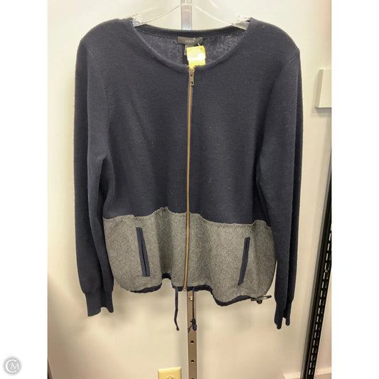Sweater Cardigan By J. Crew In Blue & Grey, Size: L