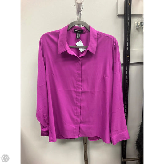 Blouse Long Sleeve By Express In Pink, Size: L