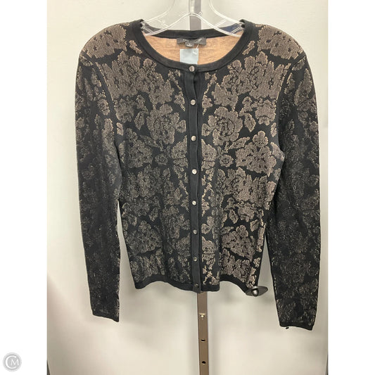 Sweater Cardigan By Ann Taylor In Black & Tan, Size: S