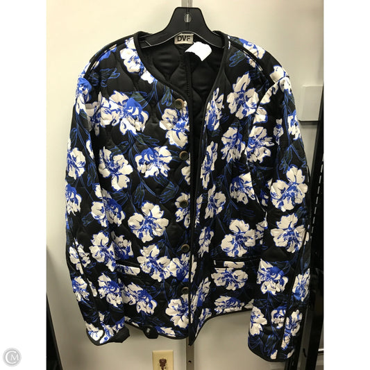 Coat Designer By Diane Von Furstenberg In Black & Blue, Size: Xl