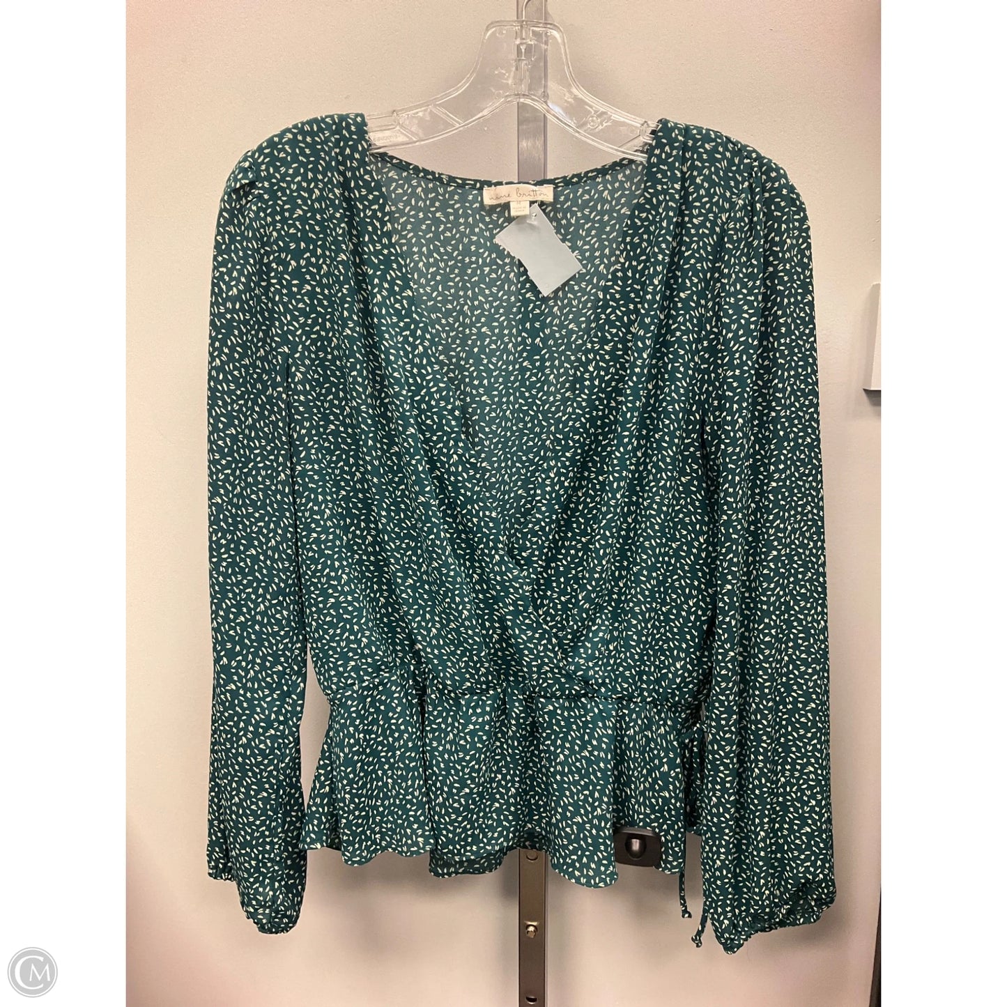 Top Long Sleeve By Nine Britton In Green, Size: M