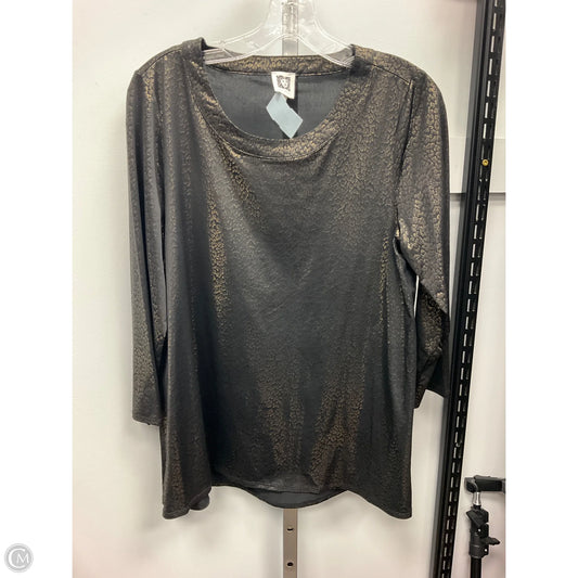 Top 3/4 Sleeve By Anne Klein In Black & Gold, Size: M