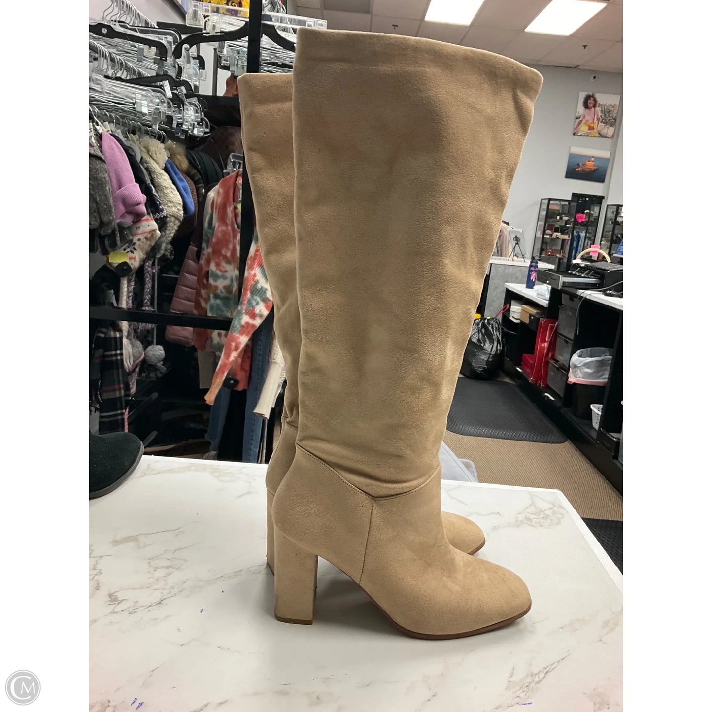 Boots Mid-calf Heels By Express In Beige, Size: 9