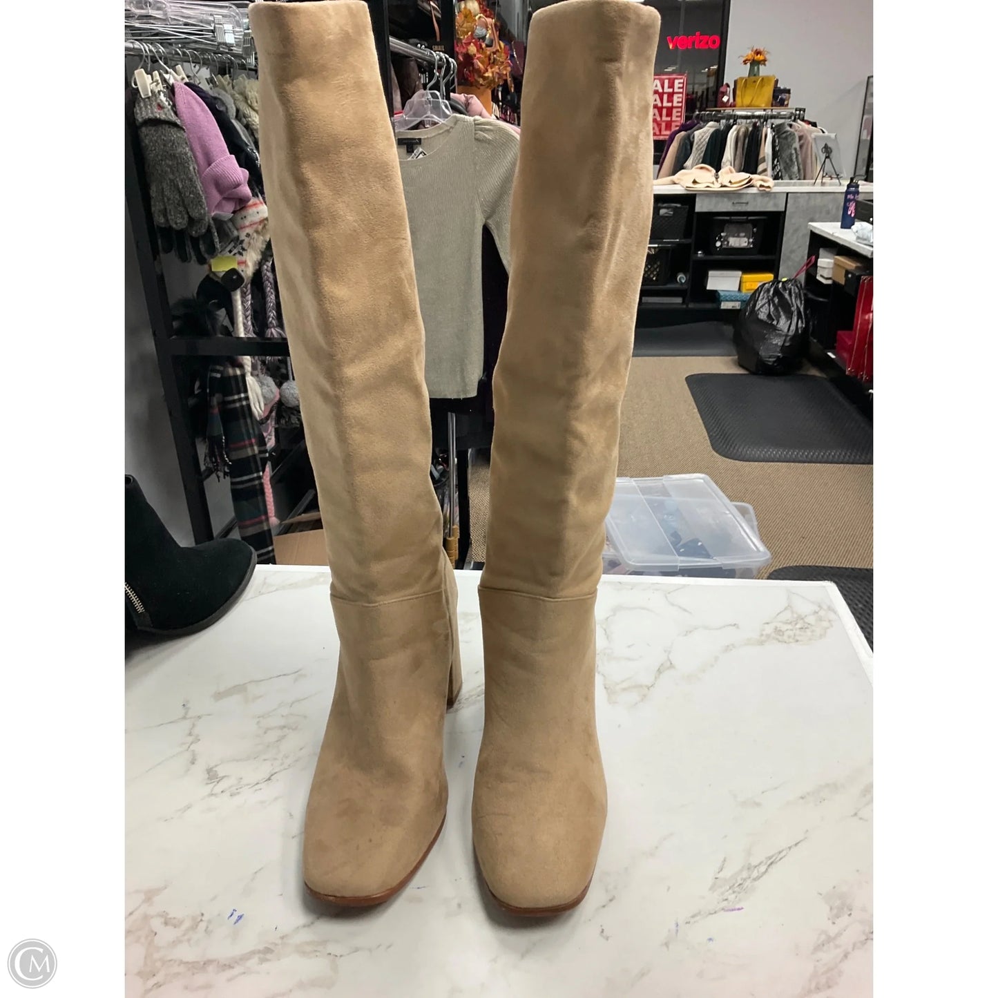 Boots Mid-calf Heels By Express In Beige, Size: 9