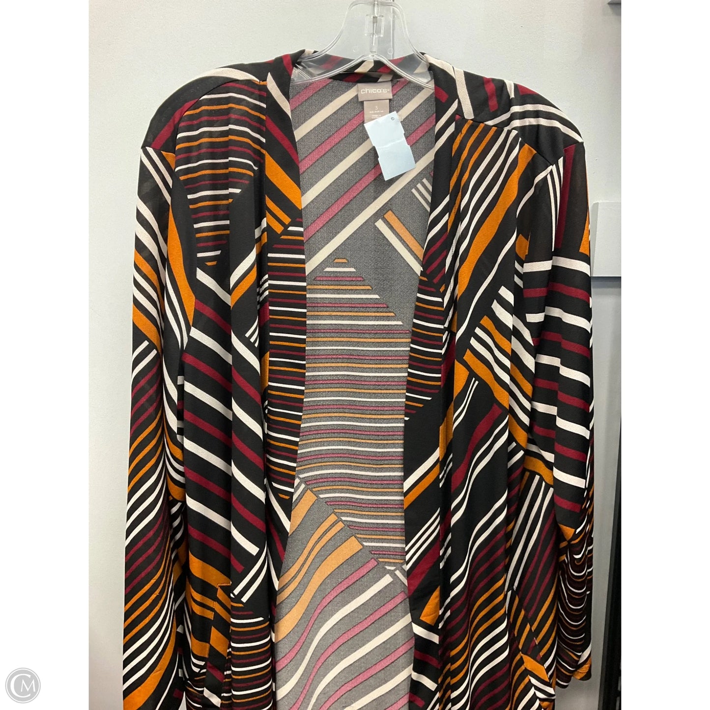 Cardigan By Chicos In Striped Pattern, Size: Xl