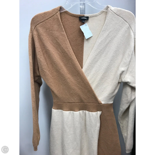 Dress Sweater By Express In Brown & Cream, Size: S