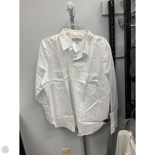 Blouse Long Sleeve By Loft In White, Size: Xl