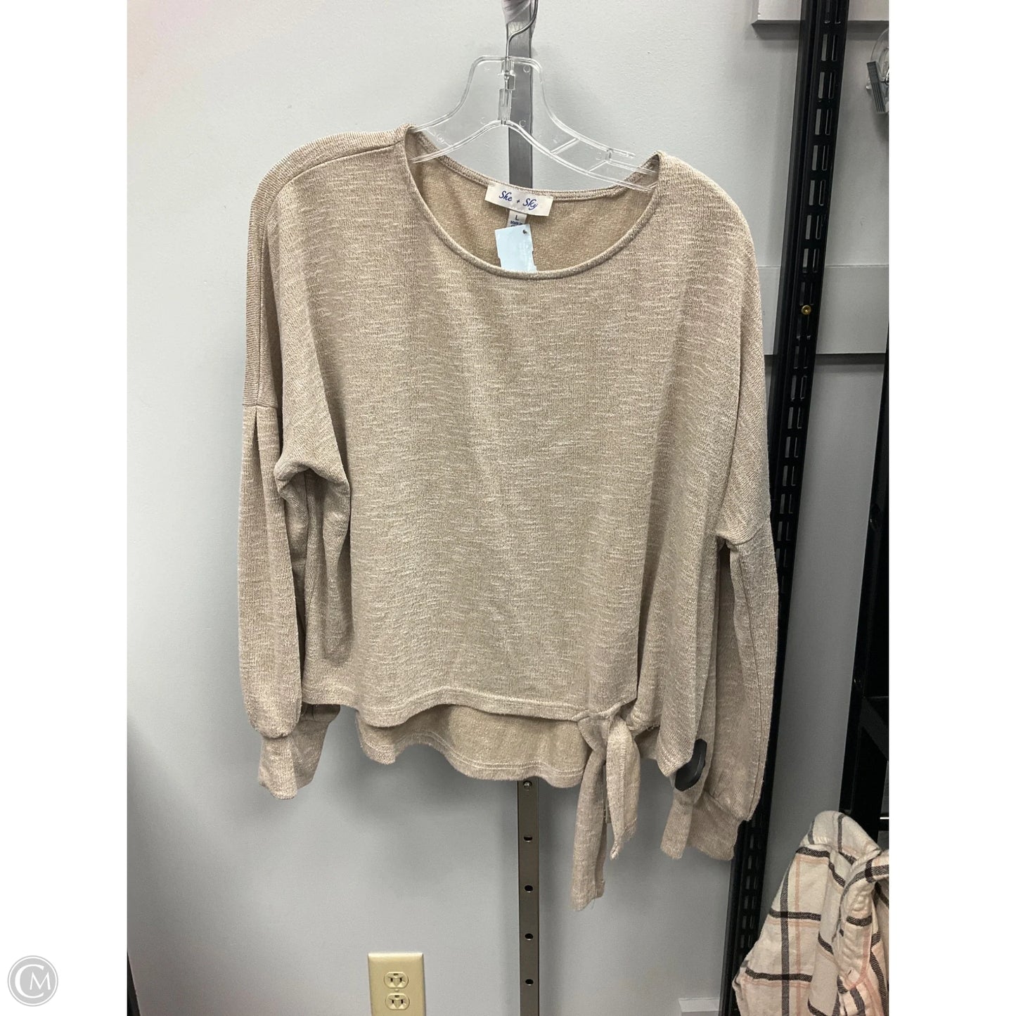 Top Long Sleeve By She + Sky In Tan, Size: L