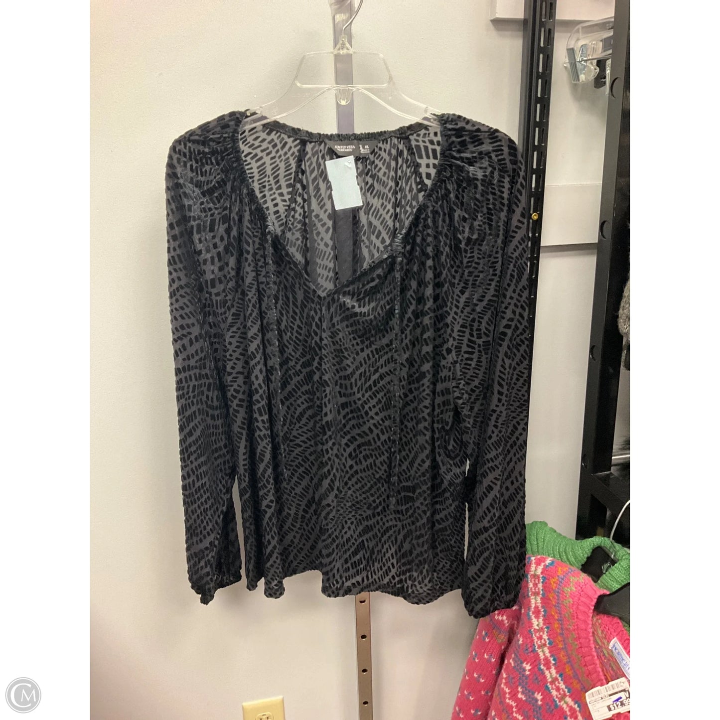 Top Long Sleeve By Simply Vera In Black, Size: Xl