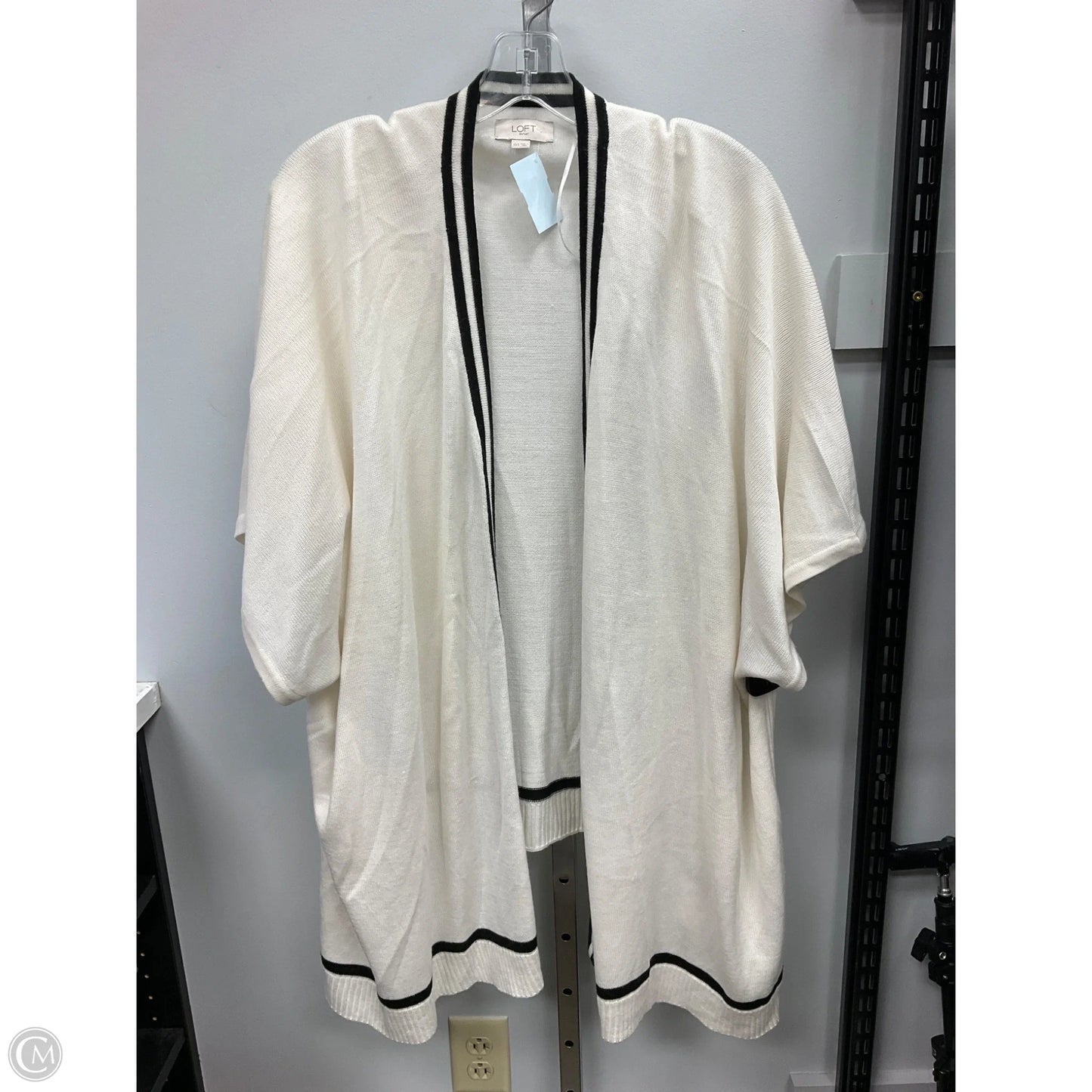Sweater Short Sleeve By Loft In Black & Cream, Size: S