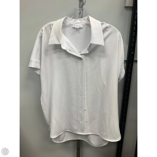 Top Short Sleeve By Calvin Klein In White, Size: L