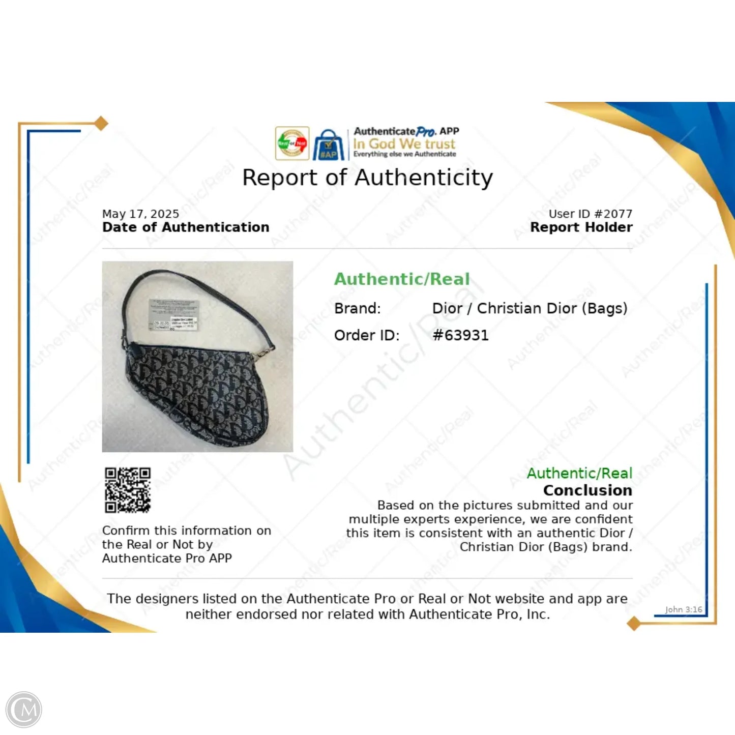 Handbag Luxury Designer By Dior, Size: Small