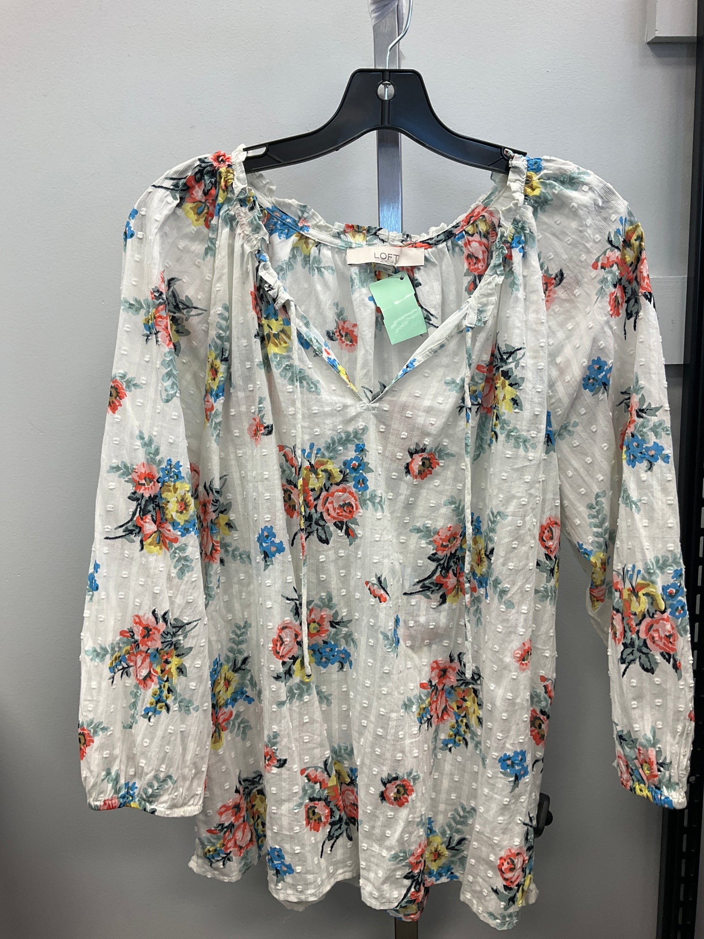 Top 3/4 Sleeve By Loft In Floral Print, Size:L