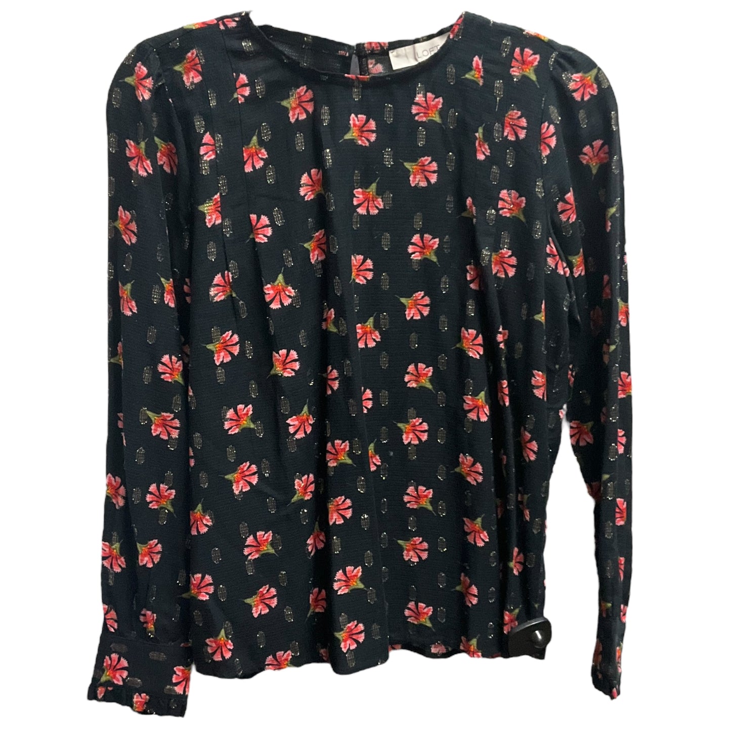 TOP LS by LOFT In BLACK & PINK, Size: XS