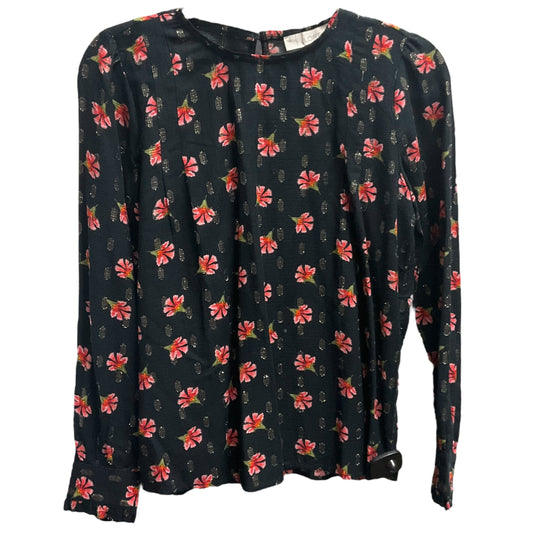 TOP LS by LOFT In BLACK & PINK, Size: XS